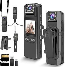Body Camera with Audio and Video Recording, HD 1080P Body Cam with 180° Rotating Lens, 6HR Battery, IR Cut Auto Night Vision, 128GB Body Worn Camcorder, for Personal Civilians, Police Law Enforcement - Image 1