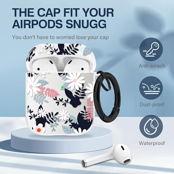 Maxjoy Compatible with AirPods 2nd Generation Case Cover, Cute Flowers Soft Protective for AirPod 1st and 2nd Charging Case, Black Red Leaf