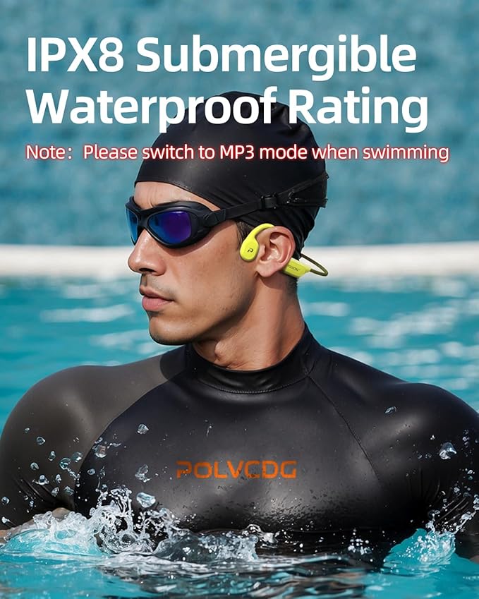 Swimming Headphones,IPX8 Waterproof Bone Conduction Headphones,32GB Memory Open Ear Headphones with Mic,Wireless Bluetooth Earphones Underwater Sport Earbuds for Running Workout Cycling