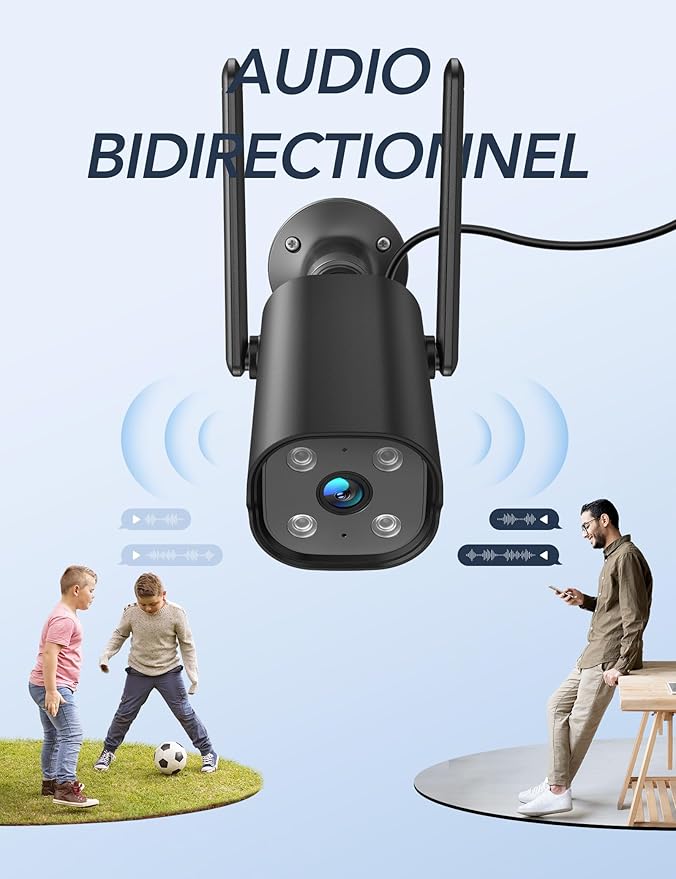 GNCC Security Camera Outdoor, 2K Cameras for Home Security, Color Night Vision, Motion Detection, 2-Way Audio, 24/7 Recording, Cloud & SD Card Storage, IP65 Waterproof, 2.4GHz WiFi (Black-1P)
