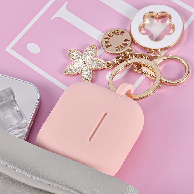 Case Compatible for Apple Airpods 4 - VISOOM Airpods 4 Cases 2024 Cover Women Cute Silicone iPods 4 Earbuds Wireless Accessories Charging Cases Girl Bling Keychain for Airpod iPods 4th Generation