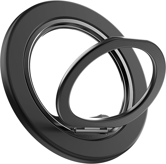 Magnetic Phone Grip Holder for Magsafe Phone Grip iPhones with Magnetic Phone Ring Kickstand,360 Adjustable Phone Holder for Hand and Phone Ring Holder Grip for Videos, Travel, Work,Black