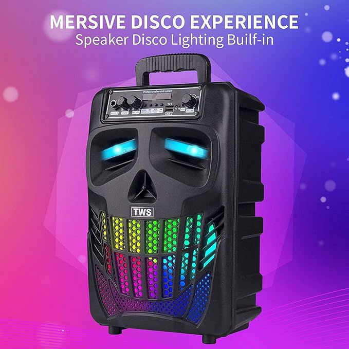 Portable Bluetooth Speaker with Subwoofer Wireless Speakers Big Support Remote Control FM Radio TF Card LED Lights MP3 Player Party for Home Camping iPhone Computer PC