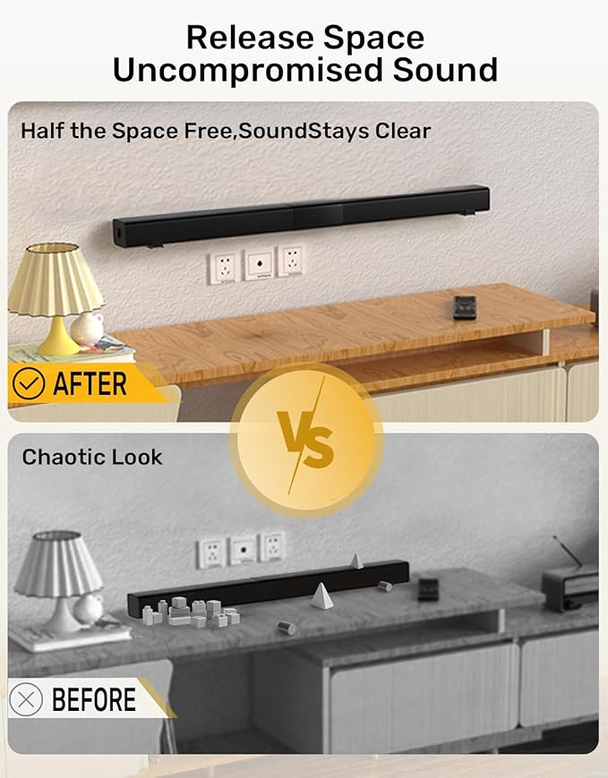 Soundbar Wall Mount Bracket [Easy to Install/All-Metal], Depth Adjustable 3.3"-6.5" -Compatible with Samsung,Bose,Vizio,LG,Sony,JBL Sound Bars-Holds Up to 38 LBS, Perfect for Sound Bar Mounts Under TV