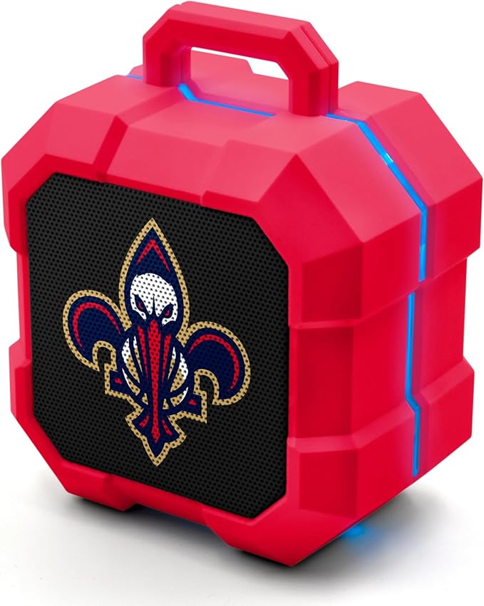 SOAR NBA Shockbox LED Wireless Bluetooth Speaker - Water Resistant IPX4, 5.0 Bluetooth with Over 5 Hours of Play Time - Small Portable Speaker - Officially Licensed NBA, Perfect Home & Outdoor Speaker