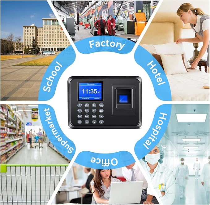 Time Clocks for Employees Small Business, 2 in 1 Time Clock (Fingerprint & Password) Employee Clock in & Out Machine Attendance Punch Clock Recorder Tracker for Small Businesses & Offices