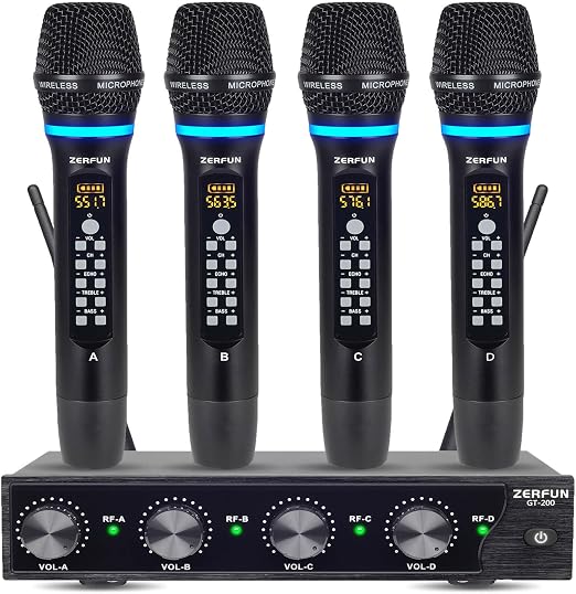 Rechargeable Wireless Microphone System 4 Channel Pro (GT-200)