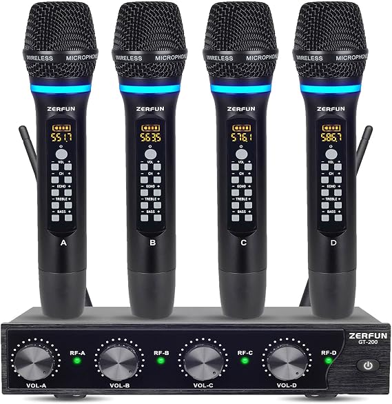 Rechargeable Wireless Microphone System 4 Channel Pro (GT-200)