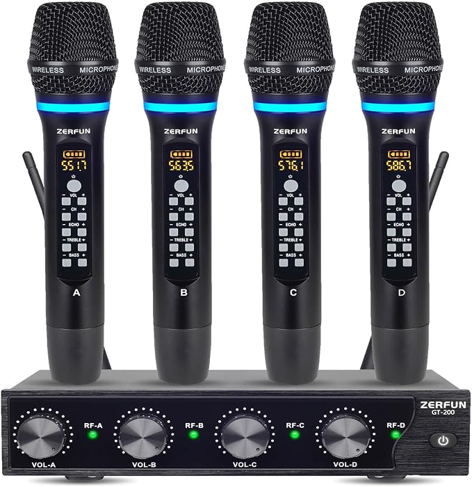 Rechargeable Wireless Microphone System 4 Channel Pro (GT-200)