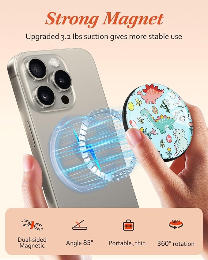 Kidcube Phone Grip Compatible with Magsafe - Magnetic Phone Grip Stand Cute Cartoon Finger Grip Kickstand Ring Holder Women Girls Compatible with Magsafe Accessories for iPhone 16/15/14/13/12 Series