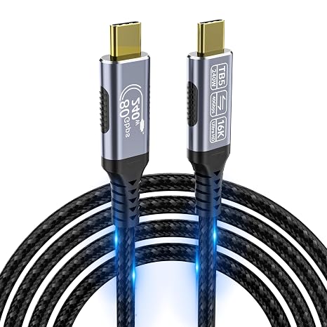 high speed usb c cable Compatible with Thunderbolt 5,Thunderbolt 4/3,80 Gbps Data Transfer,USB 5 Cable 6.6ft, Supports 16K/Dual8K usbc video cable, 240W/100W Charging usb-c usb-c monitor cable
