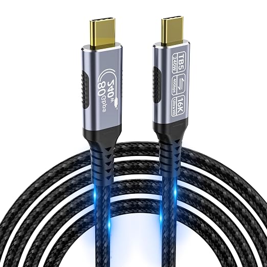 high speed usb c cable Compatible with Thunderbolt 5,Thunderbolt 4/3,80 Gbps Data Transfer,USB 5 Cable 6.6ft, Supports 16K/Dual8K usbc video cable, 240W/100W Charging usb-c usb-c monitor cable
