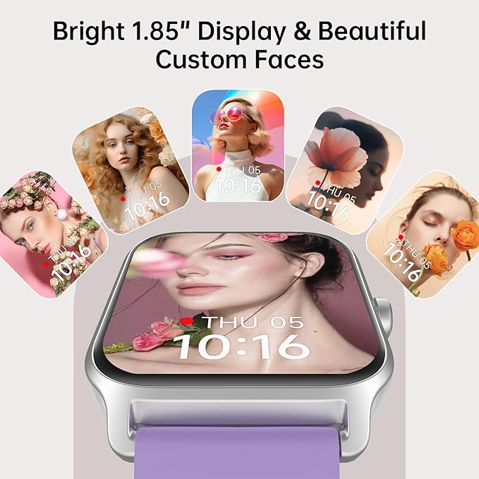 Tensky Smart Watch for Women, 1.85'' HD Touchscreen Lady Smartwatch for Android/iPhone/Samsung/(Bluetooth Call), Alexa Built-in, 100+ Sport Modes Fitness Digital Tracker,Sleep/Heart Rate/SpO2 Monitor