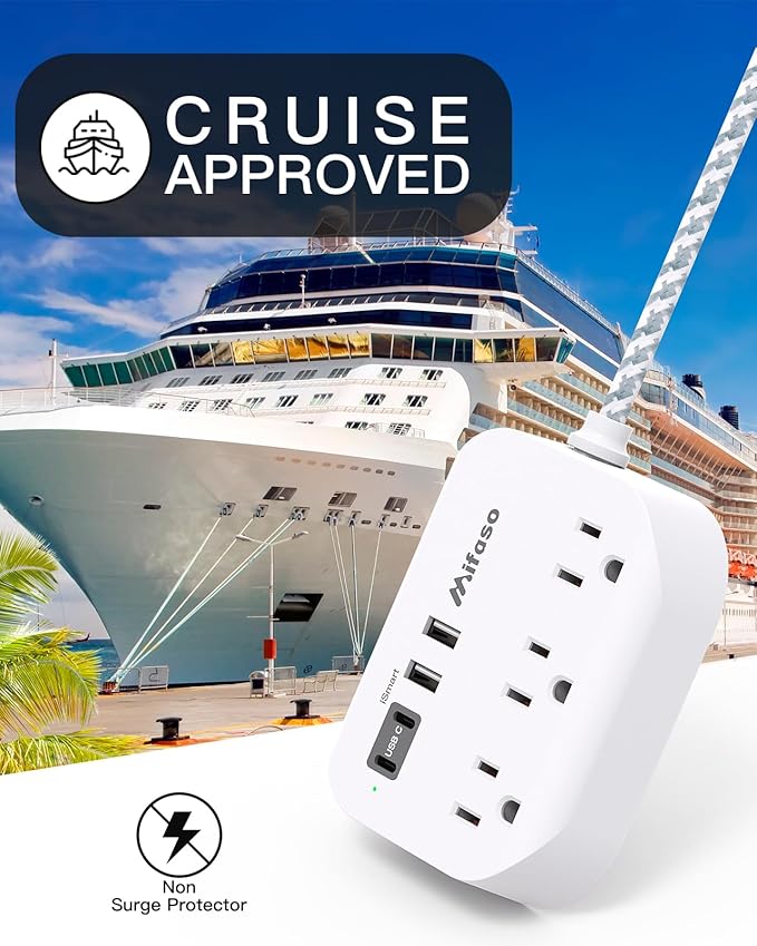 Dorm Room Essentials - 15Ft Power Strip with USB Ports, Flat Extension Cord with Multiple Outlets, Desk Accessories USB Charging Station, Non Surge Protector for Cruise Ship, Travel