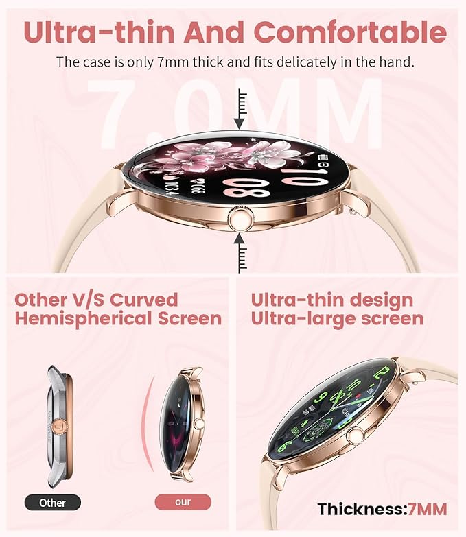 LIGE Ultra-Thin Smart Watch for Women(Answer/Make Calls),1.43" Always-on Display Smart Watch with Heart Rate,Clories Tracker 100+ Sports Modes, Women Smartwatch for Android iOS (2 Straps)