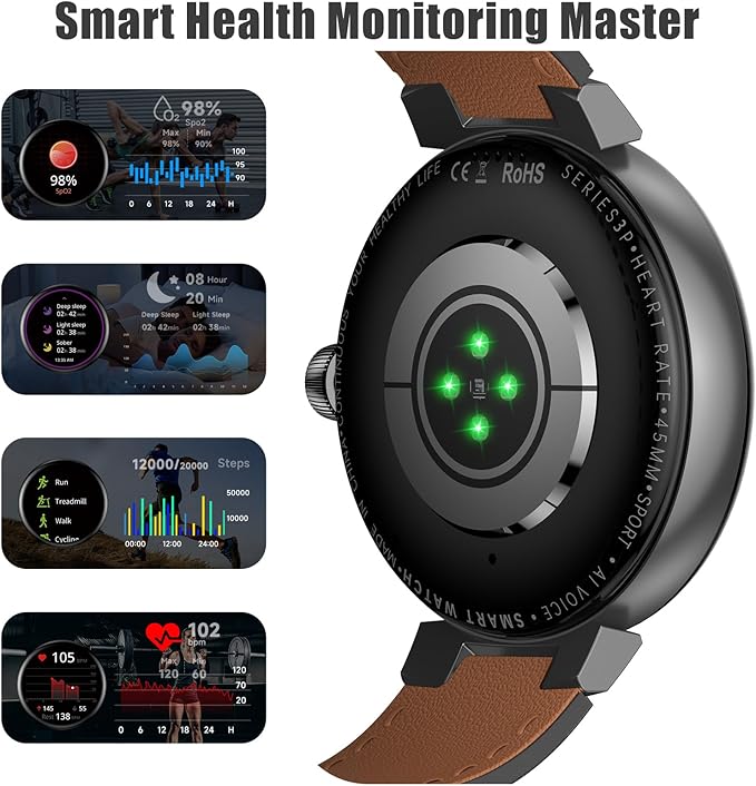 aigo Smart Watch for Men Women, Bluetooth Calling, 107 Sports Modes, Health Fitness Tracker with Heart Rate, Sleep Monitoring, 1.73" HD Screen IP68 Waterproof Watches for Android iOS Phone, Black