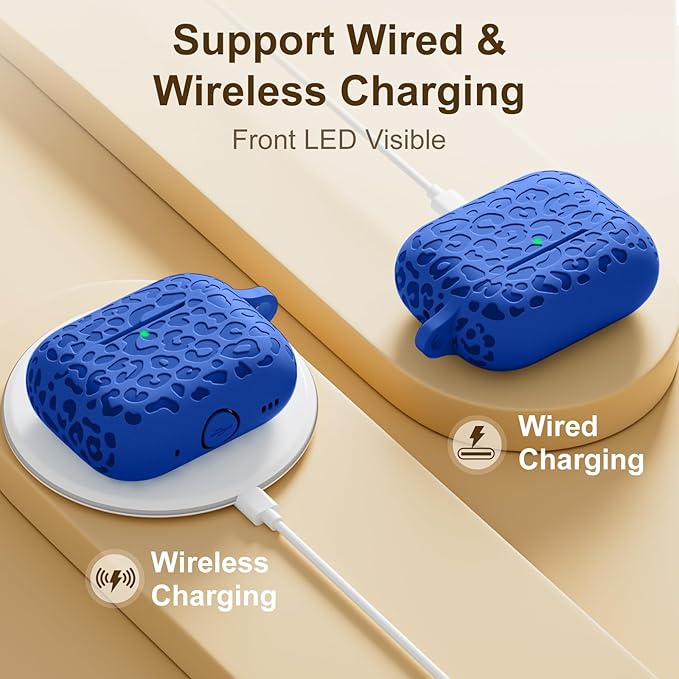 for Airpods Pro 2nd Generation Case, Leopard Engraved Soft Silicone Skin Cover Full Protective Case for AirPods Pro Case 2nd/Airpod Pro Case Cover,Front LED Visible
