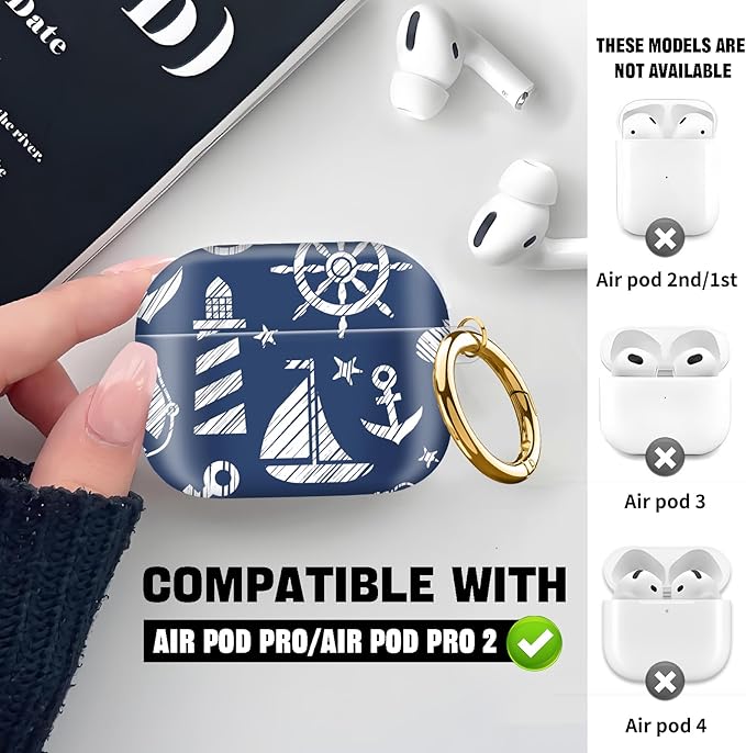 Compatible with AirPod Pro 2nd//1st Generation Case Cover with Key Chain,Full Protective Shockproof Wireless Headphone Case for Airpod Pro 2023/2022/2019（Lighthouse）
