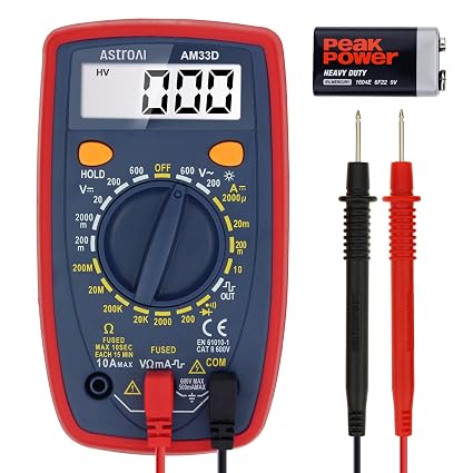 AstroAI Digital Multimeter Tester 2000 Counts with DC AC Voltmeter and Ohm Volt Amp Meter; Measures Voltage, Current, Resistance, Continuity and Diode, Blue