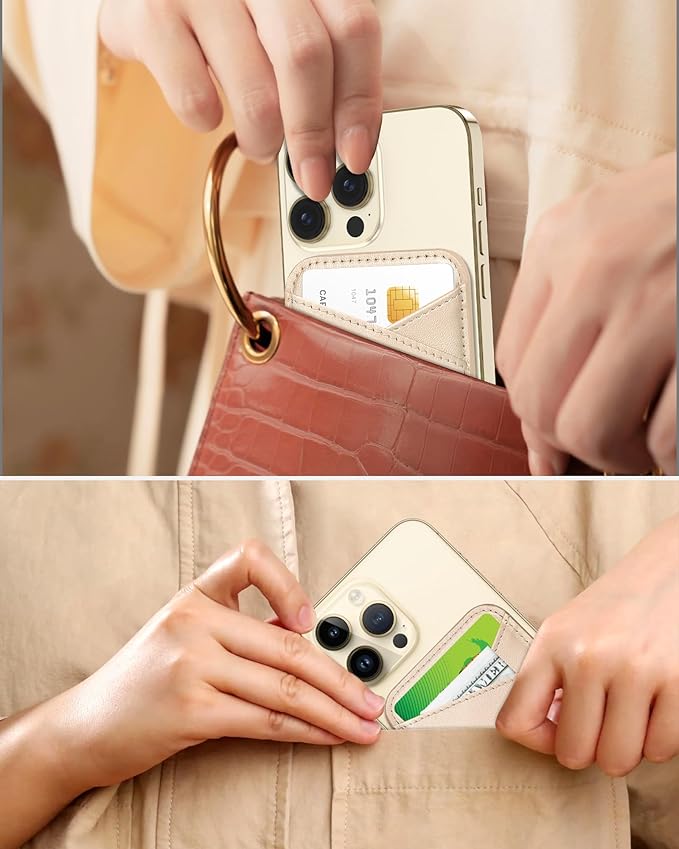 Miroddi for MagSafe Wallet, Strongest Magnetic Card Holder for iPhone 17/16/15/14/13/12 Series, Ultra-Thin Leather Magnetic Phone Wallet with 2 Card Slots, RFID Blocking, No More Falling, Gold