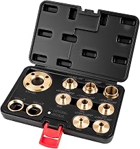 11Pcs Brass Router Bushing Guide Set, Router Template Guide with Lock Nut Adapter, Compatible with Porter Cable Style Router Sub-Bases, for Dovetailing, Cut Out Work & Woodworking Router Accessories - Image 1