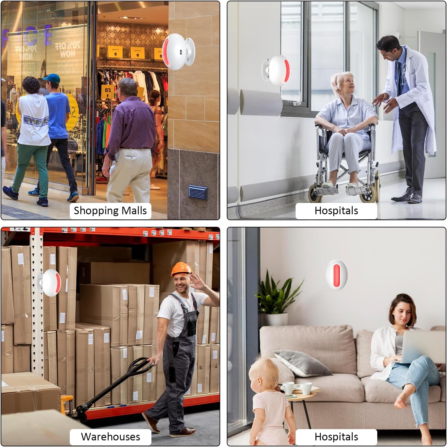 Wireless Motion Sensor Doorbell -Indoor Motion Detector Alarm, Door Chime for Business/Store/Office Entrance, Entry Alert Bell with Buzzer, USB/Battery Powered (1 Receiver + 1 Motion Sensor)