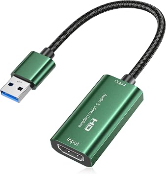 Video Capture Card, 4K HDMI to USB 3.0 Capture Card,1080P 60FPS Capture Card for Streaming, Gaming, Compatible with IPad Windows Android Mac OS Switch 2/Xbox/PS5/4/Camera/Zoom/OBS(Green)