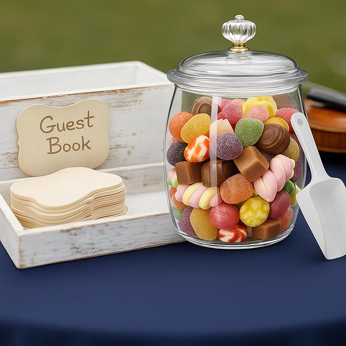 Nuogo Large Candy & Cookie Jar with Lid Plastic Apothecary Jars Large Food Storage Container Unbreakable Kitchen Storage Jar for Cookie, Candy, Snack and Dried Foods DIY Gift (1.5 Gallon/192 oz)