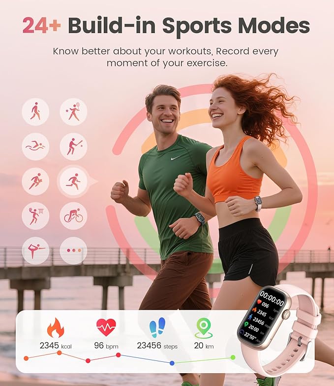 LIGE Fitness Tracker- Smart Watches for Women with 1.47" HD, IP68 Waterproof, 7+ Days Battery, 24+ Exercises Activity Tracker Fitness Watches, Fitness Smart Watch Android iOS (Pink)