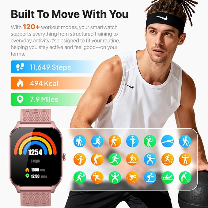 Smart Watch for Women Men - Answer/Make Call, Fitness Tracker Smartwatch for Android iPhone Compatible, 120+ Sports Modes Step Counter Sleep Female Cycle (Sakura P)