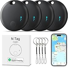 Tracker Tag 4 Packs Bluetooth Tracker, Smart Tag Locator Tracking Device, Keys Finder and Item Locator,Air Tracker Item Finders with Find My(iOS Only) Track Your Keys (Black, 4 Pack) - Image 1