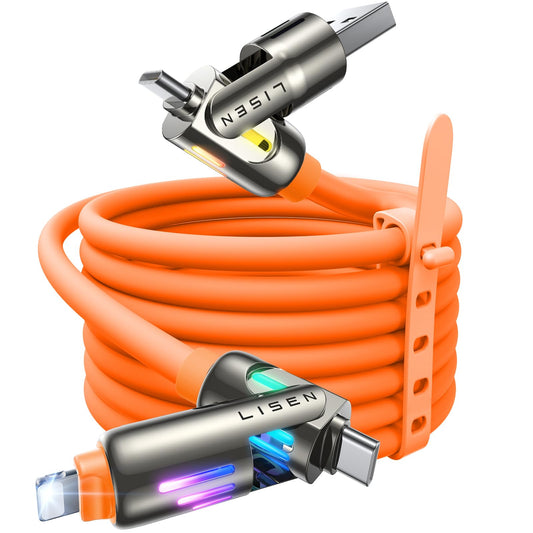 LISEN USB C to Lightning Cable - 240W 4 in 1 Charging Cable 6.6FT - Chubby