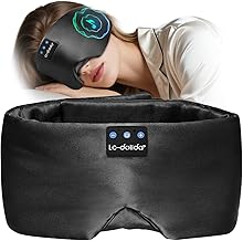 LC-dolida Luxurious Silk Soft Sleep Mask, Sleep Headphones with Bluetooth 5.4 for Side Sleeper, Total Blackout Eye Sleeping Mask for Women and Men, Ideal Gift for Restful Sleep, Travel(Black) - Image 1