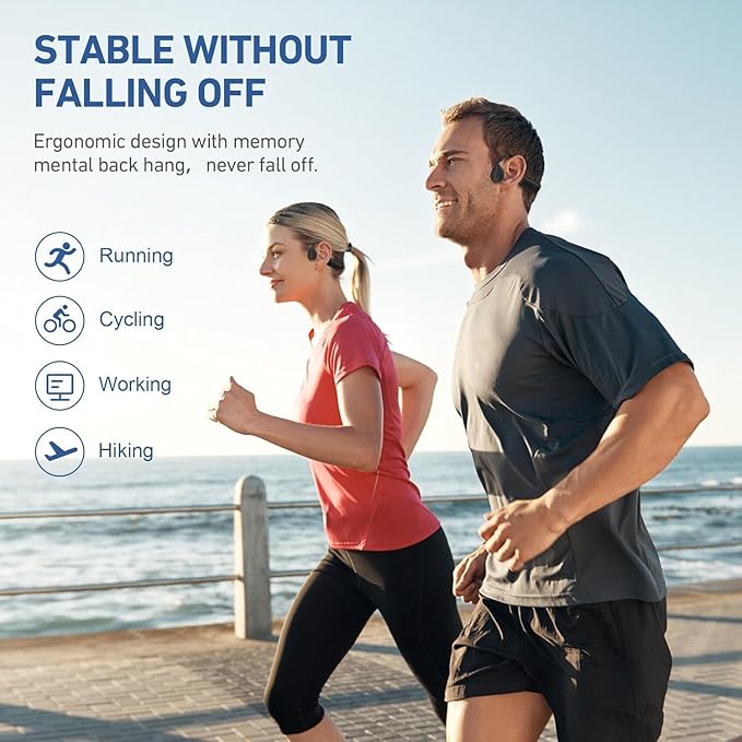 Bone Conduction Open Ear Headphones Earbuds Bluetooth Wireless IPX5 Waterproof Headset for Sports Running Gym Cycling Lightweight Bone Conducting Earphones