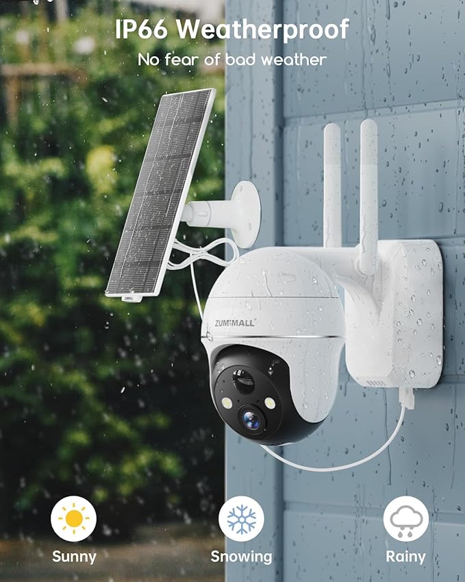 ZUMIMALL 2K Solar Security Cameras Wireless Outdoor 4-Pack – 360° View, Color Night Vision & AI Detection