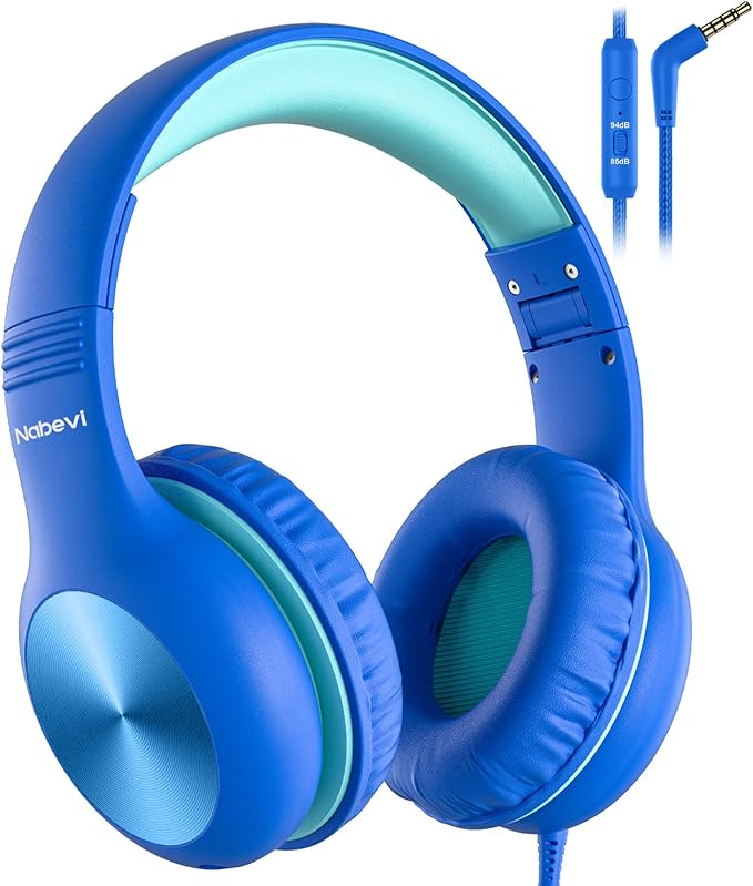 Kids Headphones with Cord, Over-Ear Headphones for Kids with Microphone, 85/94dB Volume Limit, Headset for Kid Boys Girls with Shareport, Wired Toddler Headphone for School/Tablet/iPad/Travel