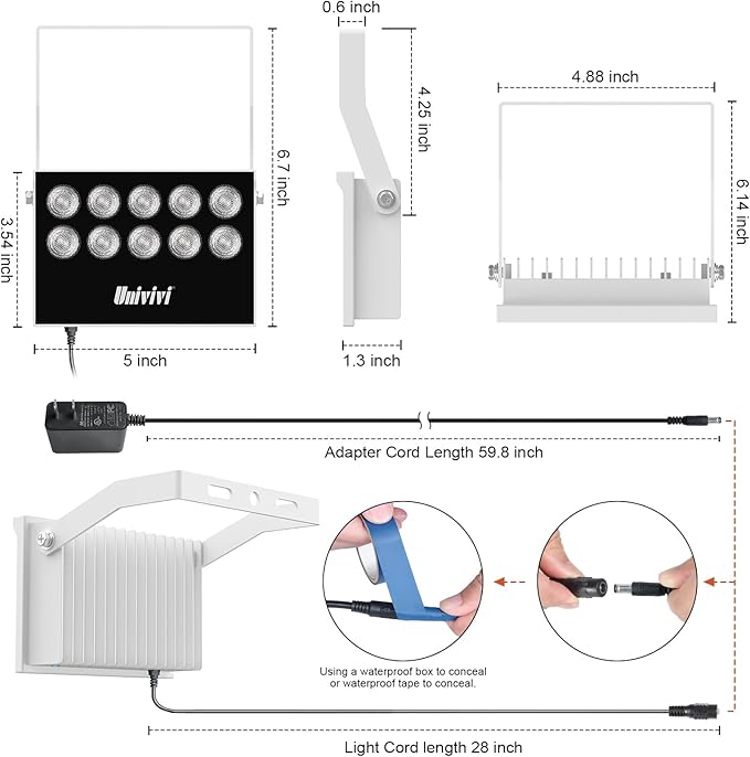 Univivi IR Illuminator 10 Led IR Lights for Night Vision Waterproof 850nm Long Range IR Light for Security Camera IR Light Outdoor & Indoor