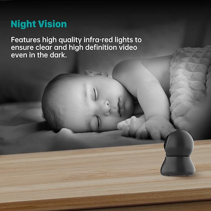 Septekon Indoor Security Camera 2K, 360°Pan Tilt Baby Monitor Pet Camera 2 Pack, 2.4GHz Wi-Fi Camera with Night Vision, Motion Detection, 2-Way Audio Siren, Cloud/SD Card, Works with Alexa, Black