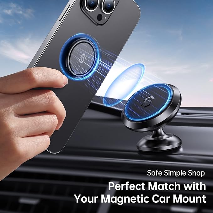 Syncwire Cell Phone Ring Holder Stand, 360 Degree Rotation Finger Ring Kickstand Polished Metal Phone Grip for Magnetic Car Mount