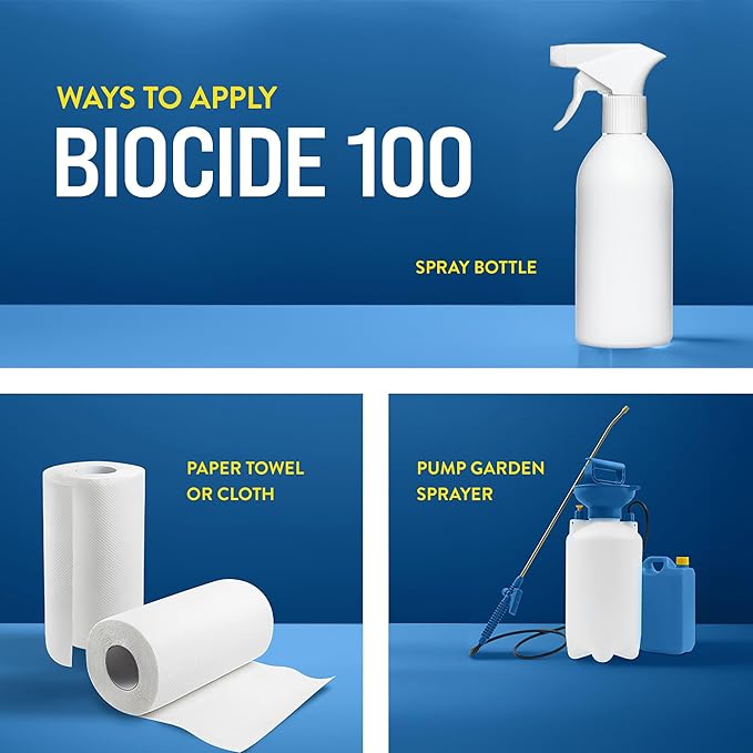 BioCide 100 - Multi-Purpose Cleaner and Disinfectant Spray - Professional Grade, Mildew, Bacteria and Fungi Remover - 1-Quart - Spray Bottle