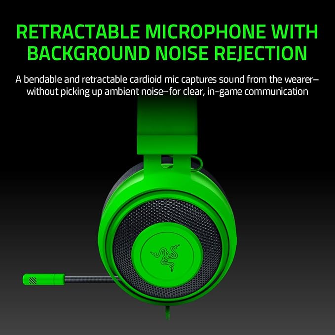 Razer Kraken Tournament Edition THX 7.1 Surround Sound Gaming Headset: Retractable Noise Cancelling Mic - USB DAC - for PC, PS4, PS5 Nintendo Switch, Xbox One, Xbox Series X, & S, Mobile – Green