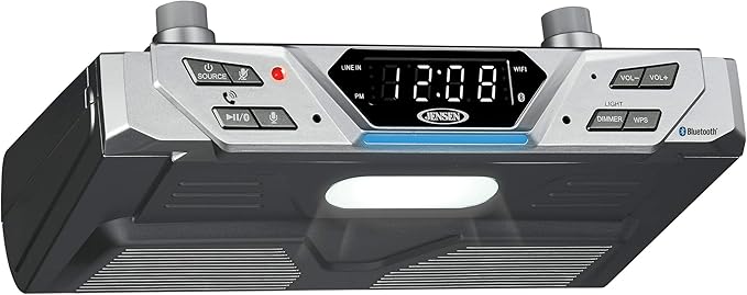 Jensen® Under Cabinet Bluetooth Music System with Alexa Far-Field and Tap to Talk