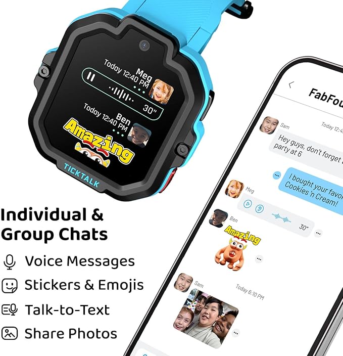 TickTalk 5 Kids Smart Watch with GPS Tracker, Voice & Video Calling, Texts, SOS & Parental Controls | Safe 4G LTE Smartwatch with Free Music, Reminders & School Mode for Boys & Girls Ages 3-12