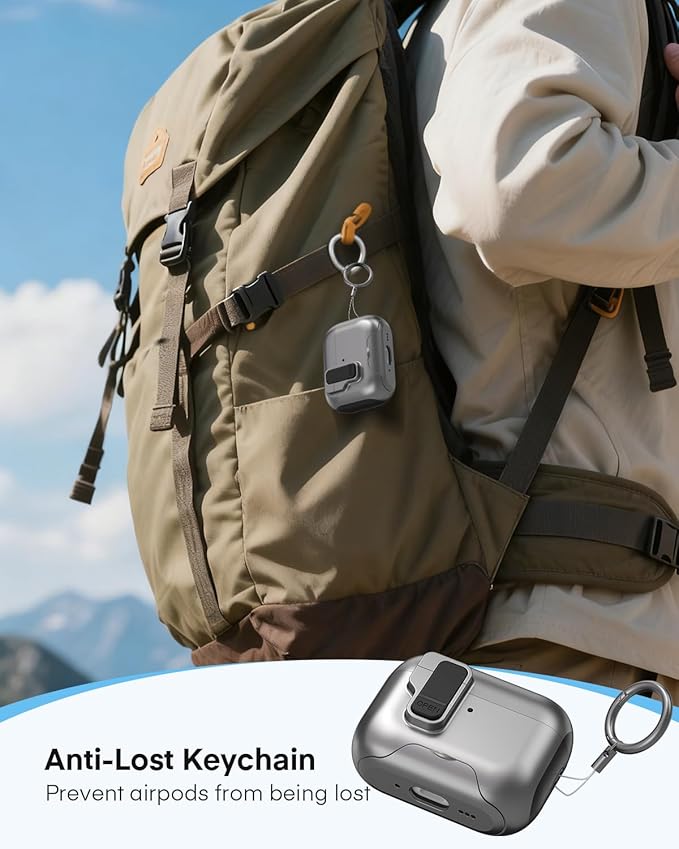 Maxjoy for AirPods Pro 3 Protective Case with Cleaning Kit, Military Hard Case with Lock Shock-Absorbing, Grey
