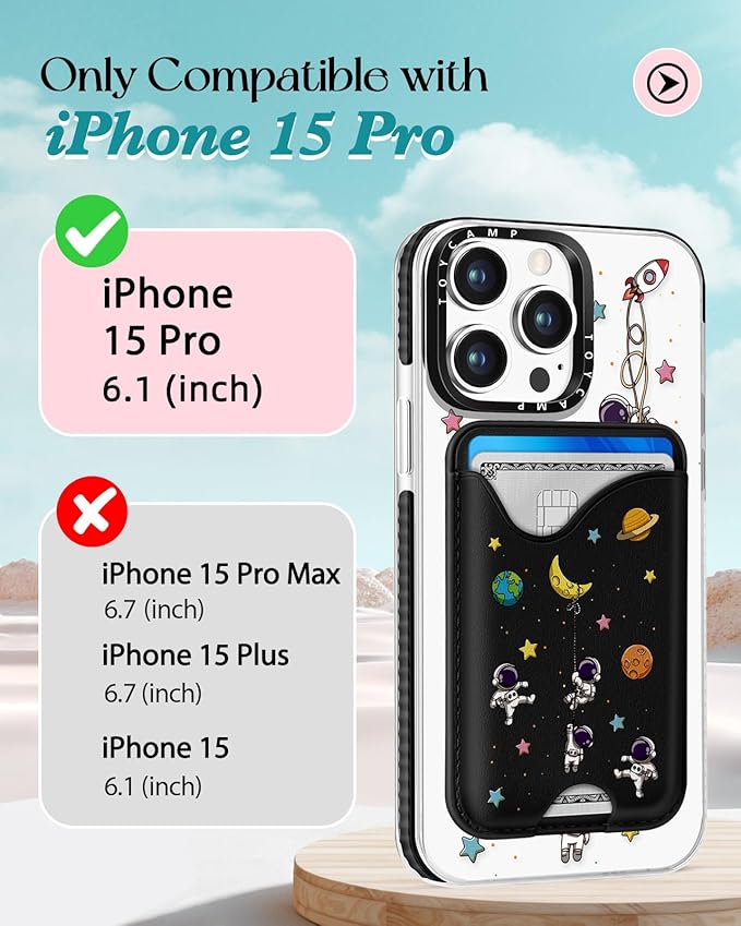 Toycamp for iPhone 15 Pro Case - Compatible with Magsafe Credit Card Holder Wallet Magnetic Cute Women Teen Girls Kawaii Girly Unique Man Boys Design Phone Cover for Apple 15 Pro 6.1"