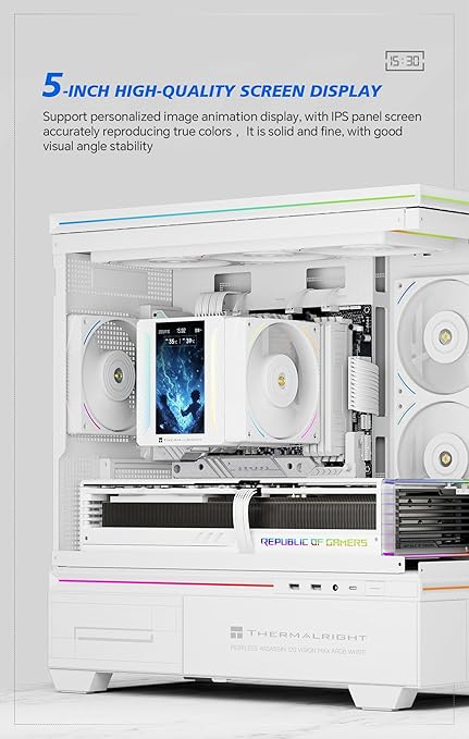 Thermalright Peerless Assassin 120 Vision MAX ARGB CPU Cooler, 5 Inch LCD, TL-K12 2150RPM 120mm Fans, for Intel 1851/1700, AMD AM4/AM5