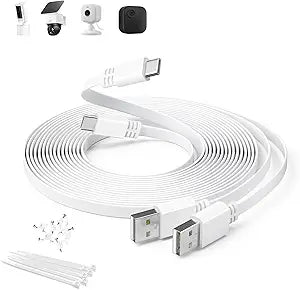 Itramax Flat USB A to USB C Security Cam Charging Cable 20FT/6M 2Pack,White