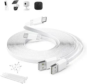 Itramax Flat USB A to USB C Security Cam Charging Cable 30FT/9M 2Pack,White