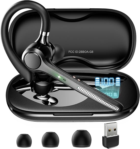 Ngsod Bluetooth Headset V5.4,USB Dongle Wireless Earpiece with Mic for Work