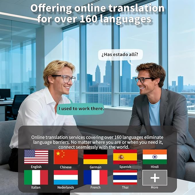 Ai Smart Glasses Bluetooth 5.4 with Translation for Men Women 160+Languages Color-Change Lens Chat GPT Assistant Free App Translator Glasses Meeting,Driver,Travel